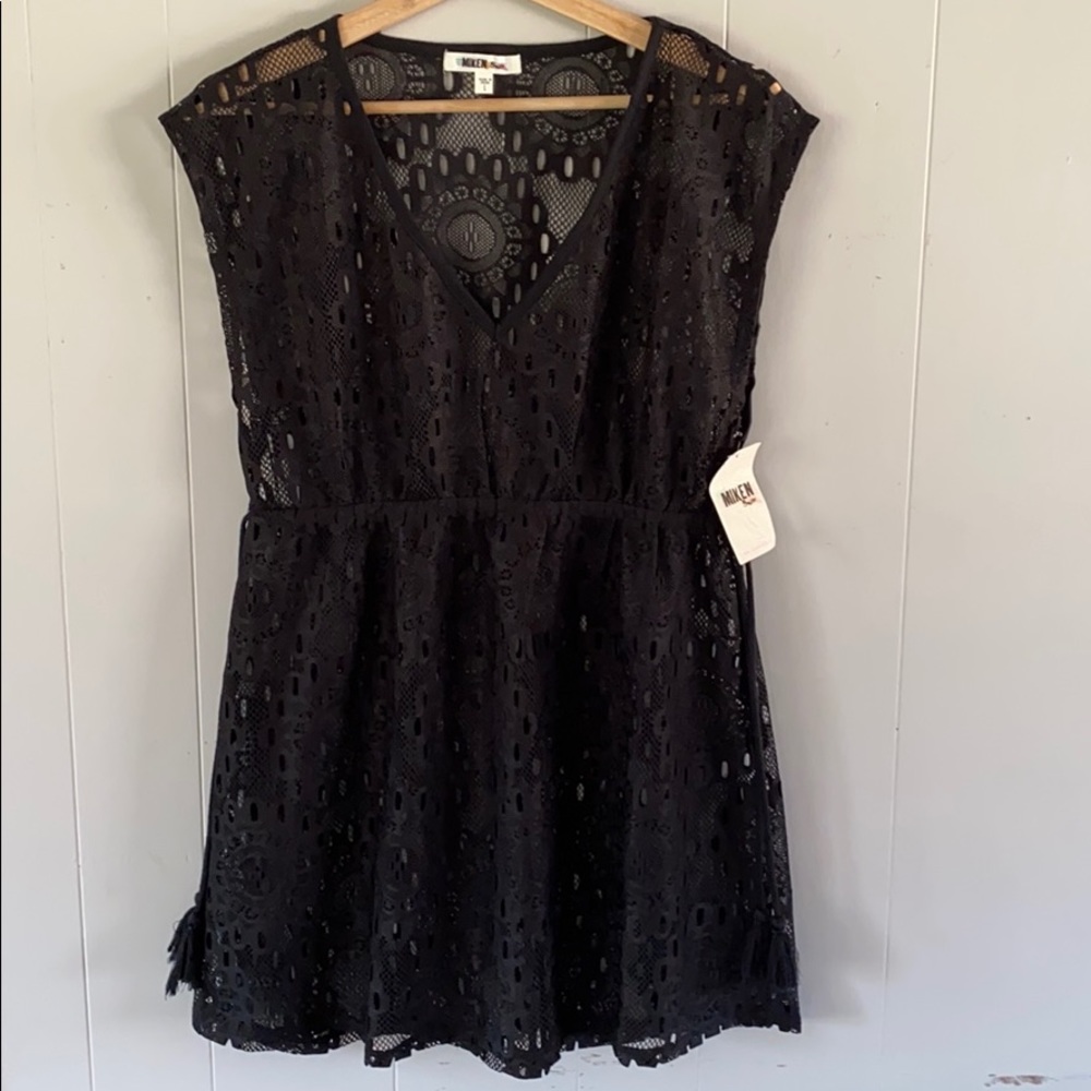 Miken Black Lace Swim Cover-Up — Size Large (Fits Like Small)